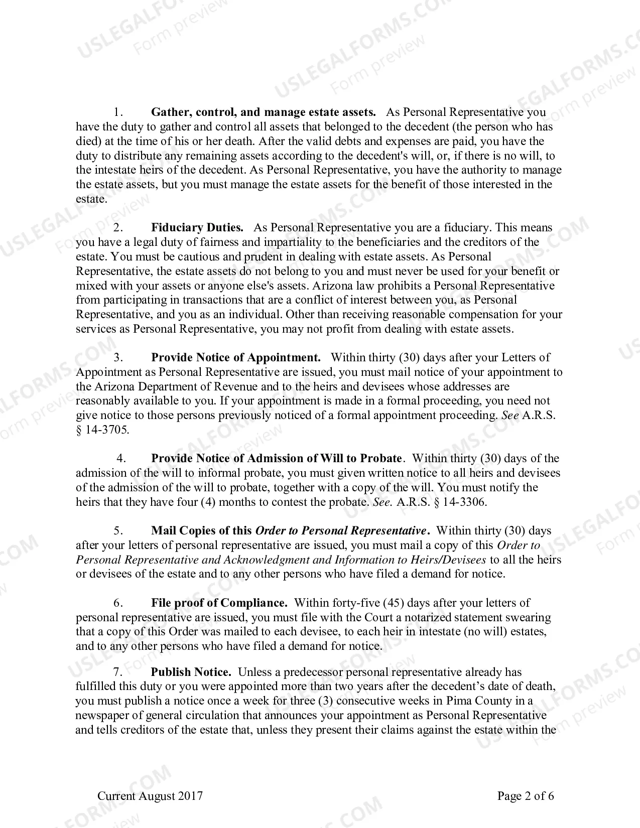 Preview General Order To Personal Representative Acknowledgment And Information To Heirs And Devisees