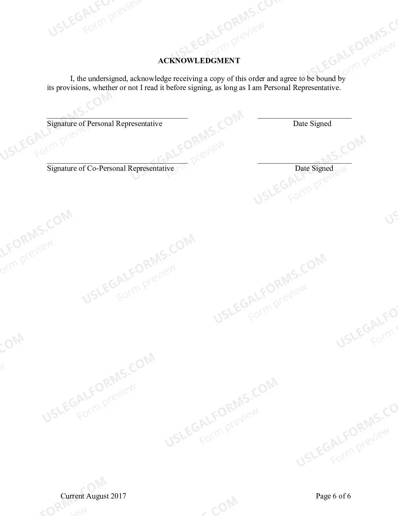 Preview General Order To Personal Representative Acknowledgment And Information To Heirs And Devisees
