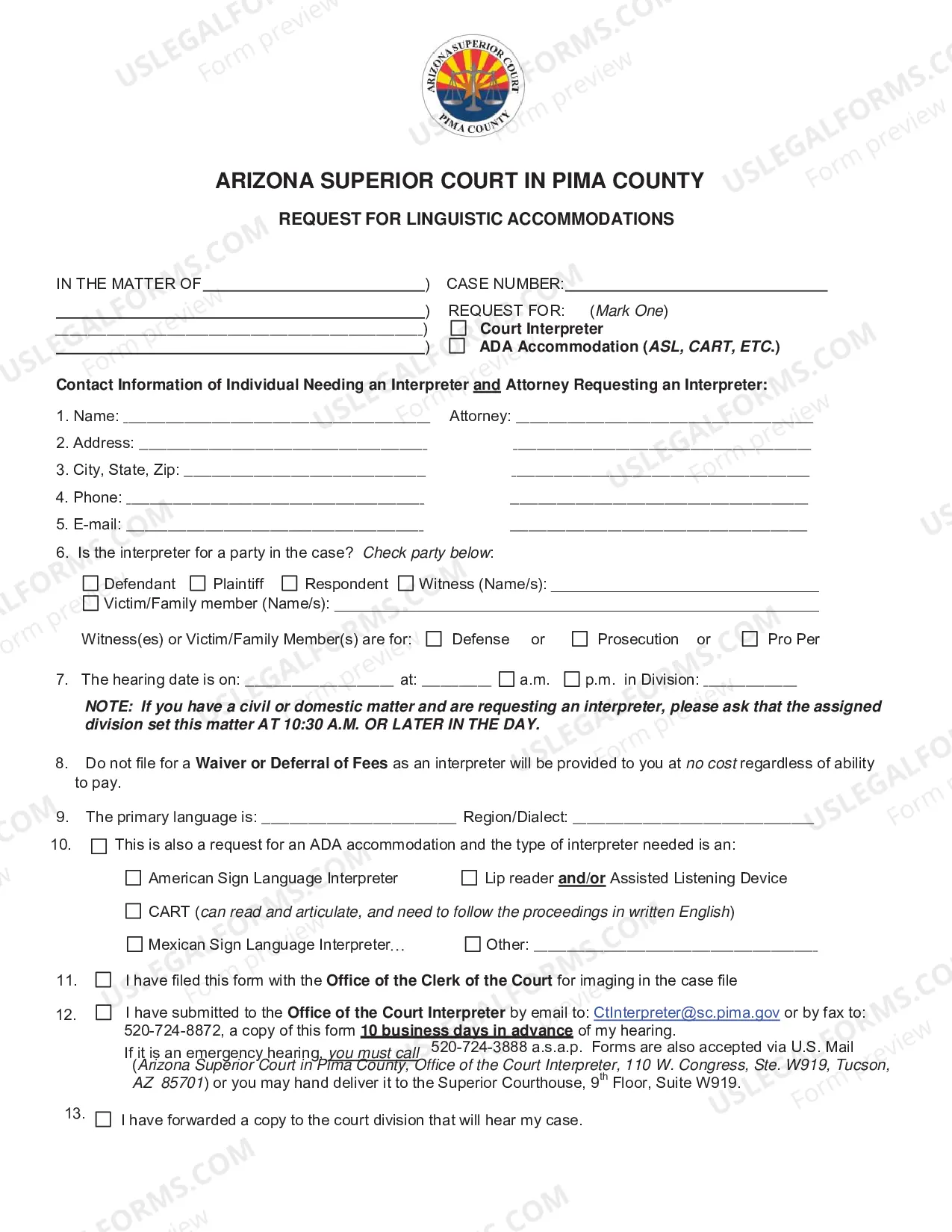 Preview Request for Reasonable Accommodation for Disability