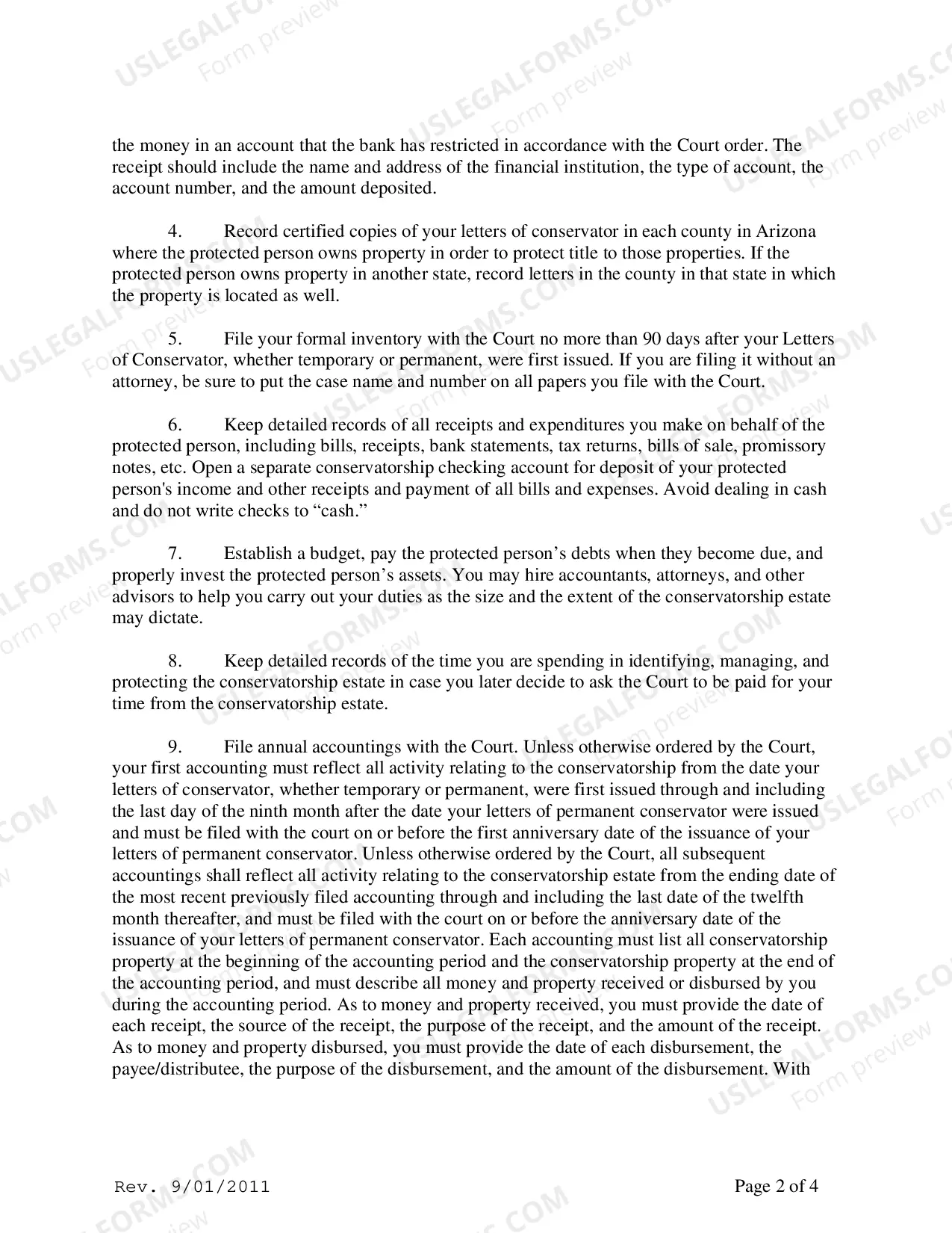 Preview General Order to Conservator and Acknowledgement