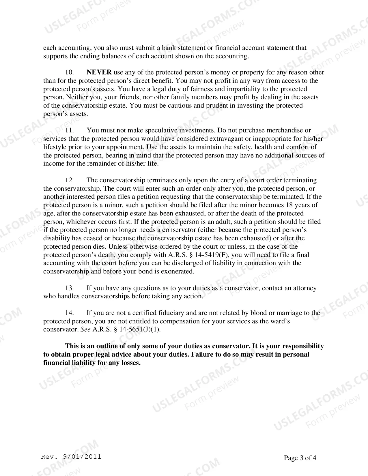 Preview General Order to Conservator and Acknowledgement