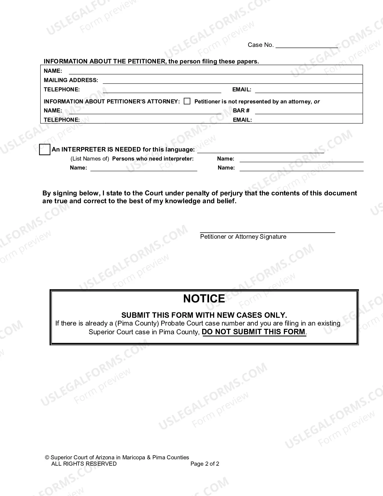 Preview Probate Information Form