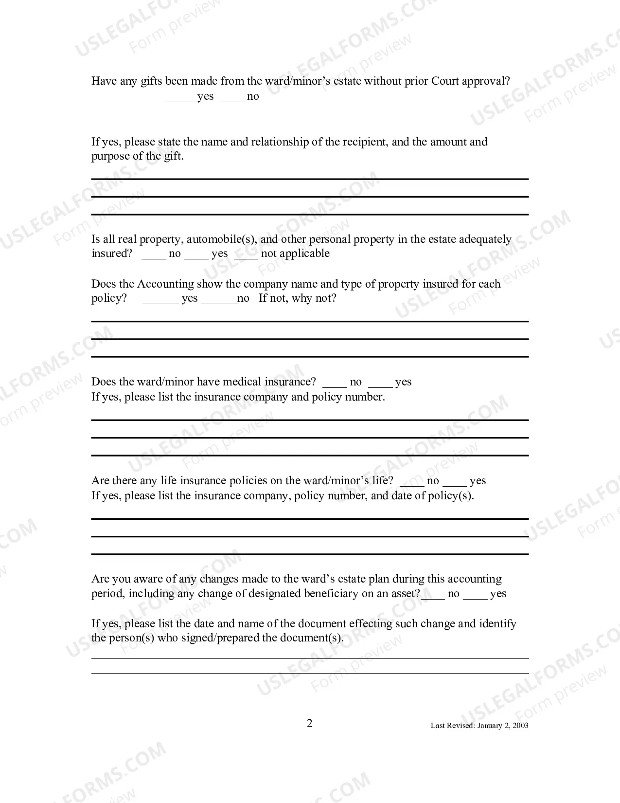 Preview Account Information Sheet