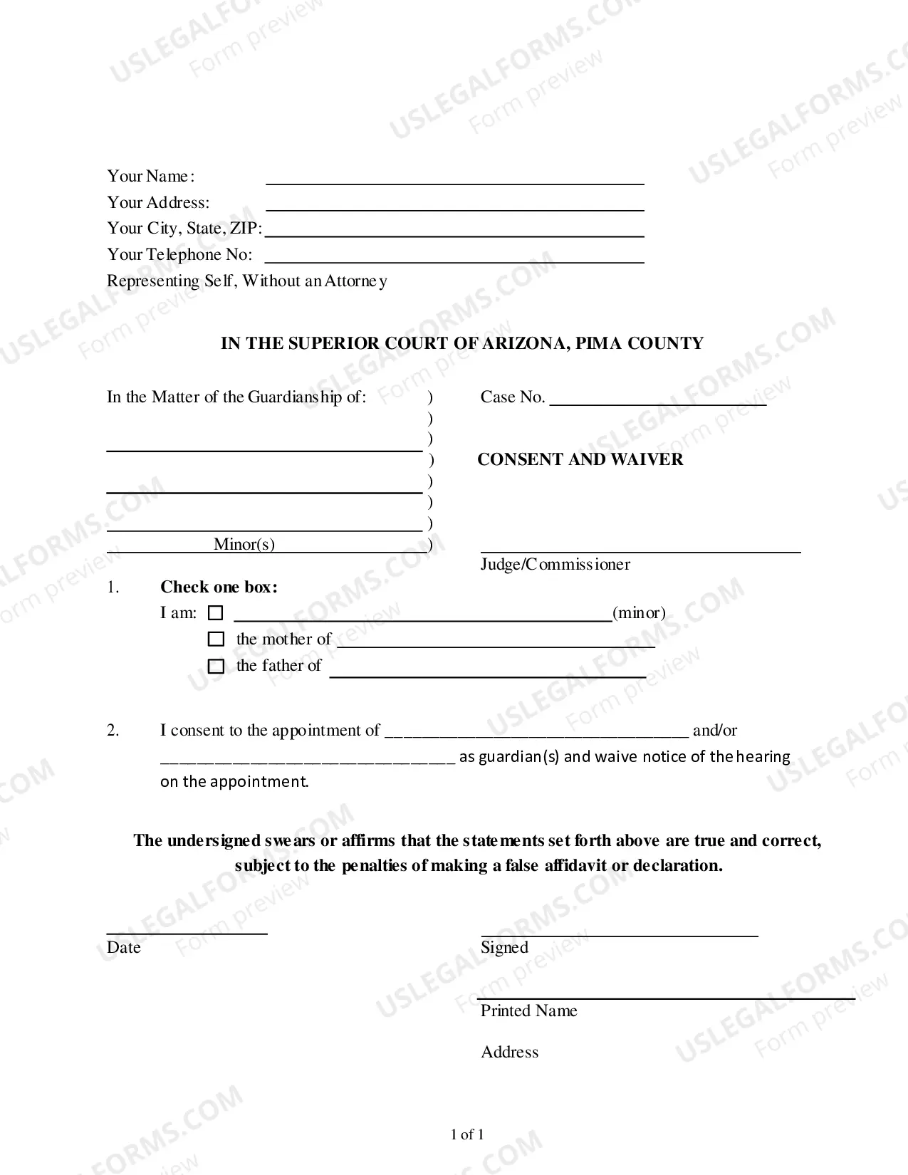 Preview Consent and Waiver