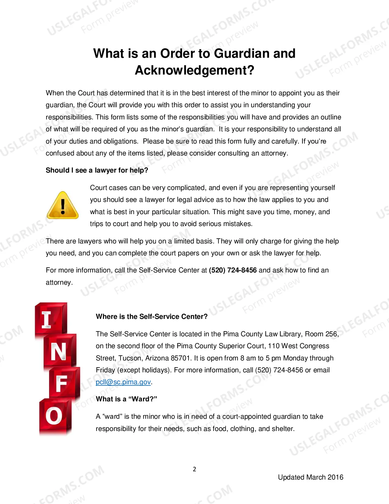 Preview Order to Guardian and Acknowledgement