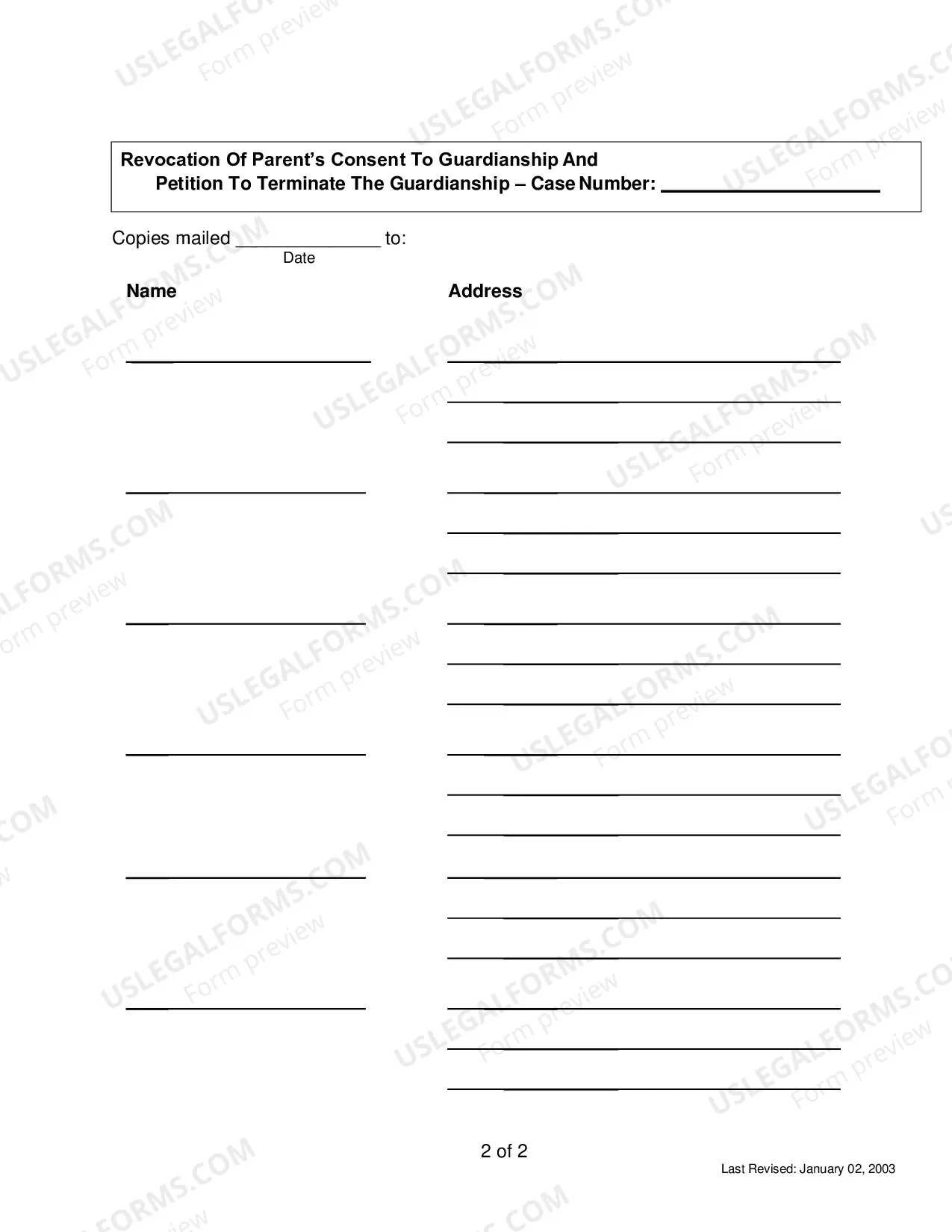 Preview Revocation of Parent's Consent to Guardianship Petition to terminate guardianship