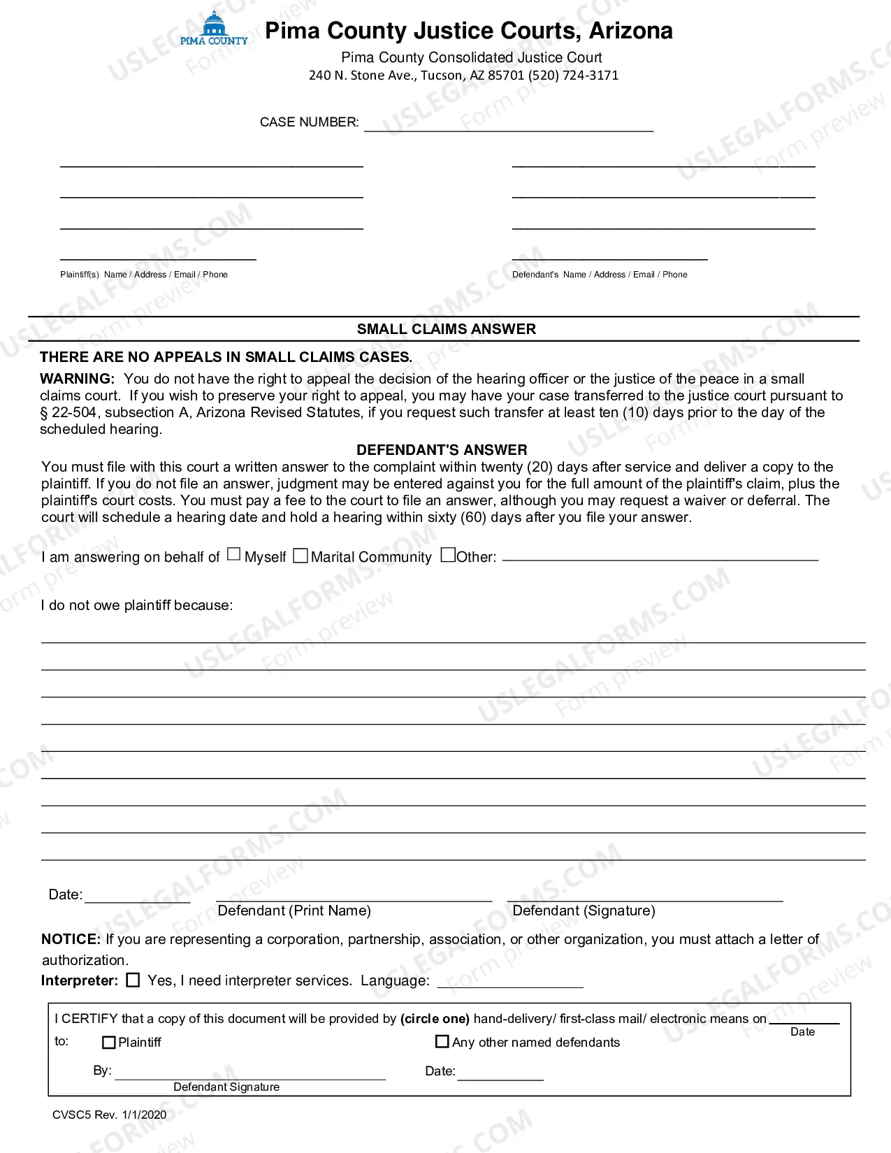 Preview Small Claims Summons and Complaint, and Instructions for Plaintiff