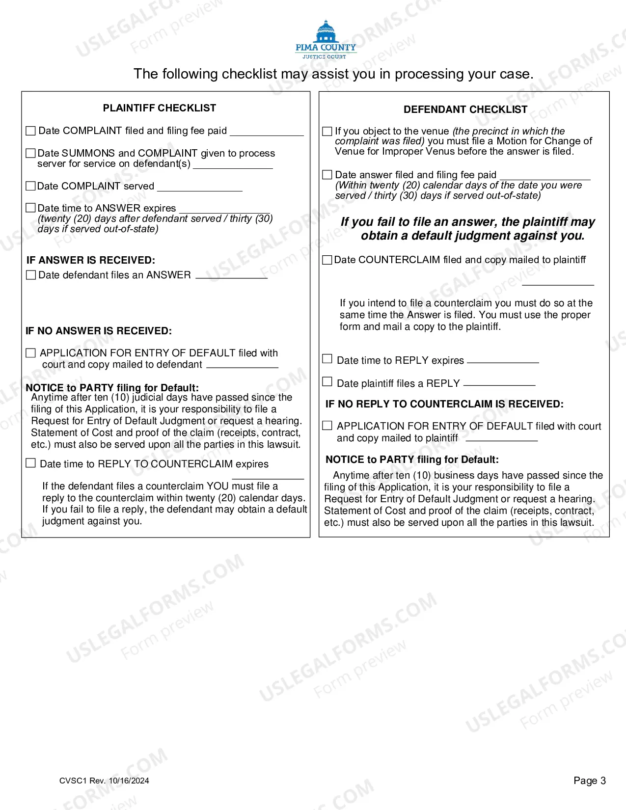 Preview Small Claims Summons and Complaint, and Instructions for Plaintiff