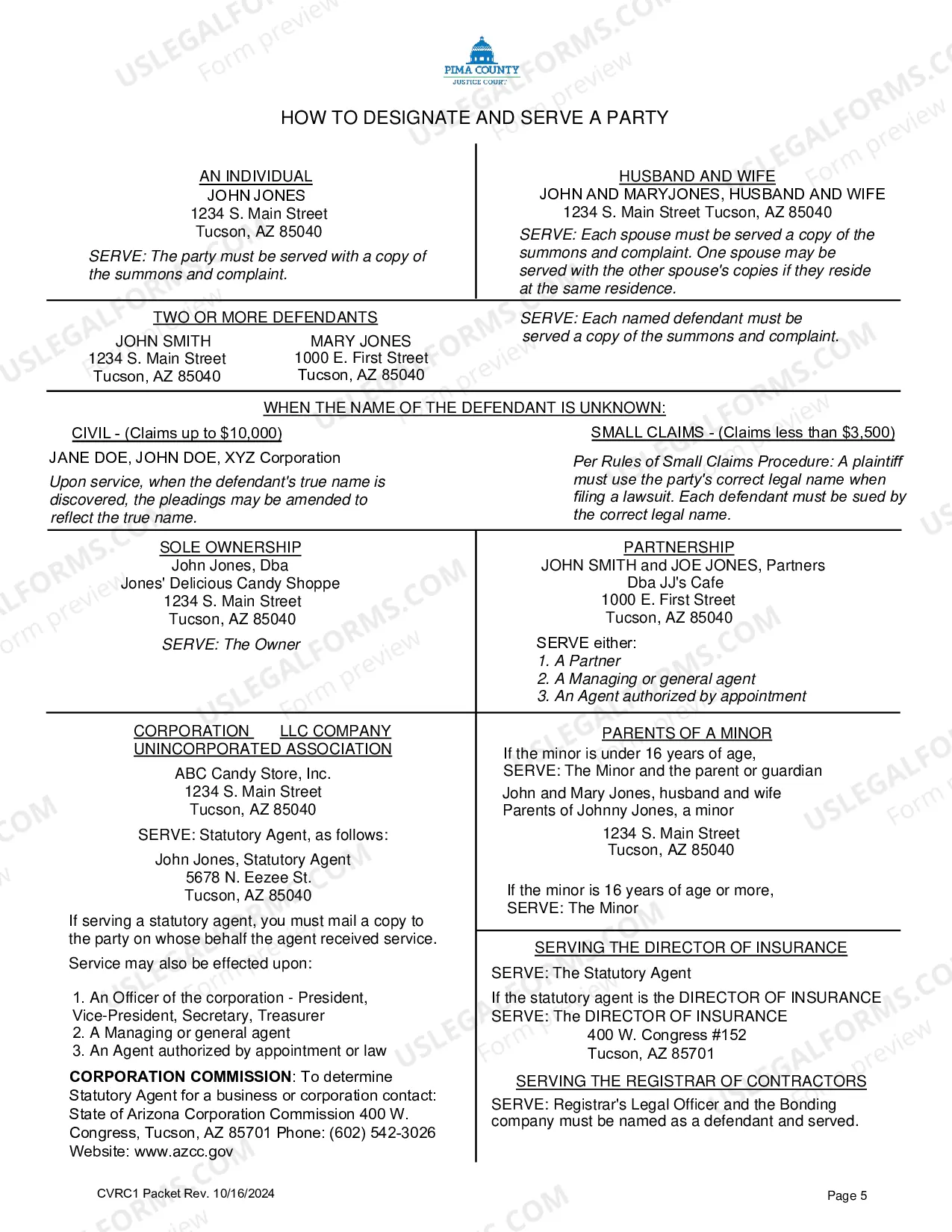 Preview Small Claims Summons and Complaint, and Instructions for Plaintiff