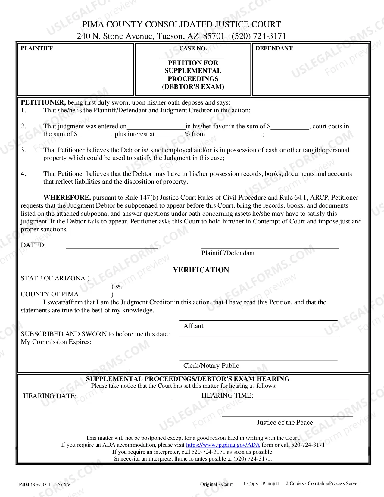 Preview Petition Supplemental Proceeding Debtor's Exam