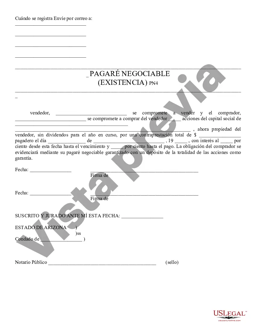 Preview Pagaré negociable por acciones