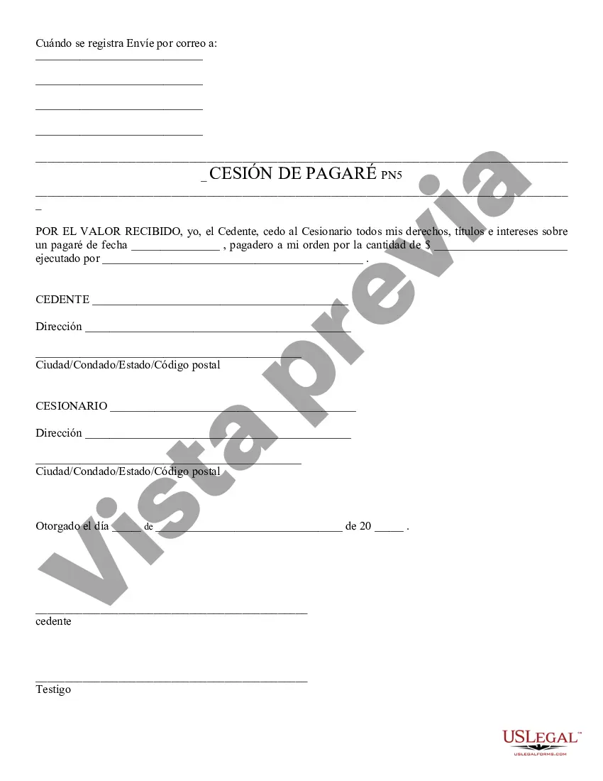 Preview Cesión de Pagaré