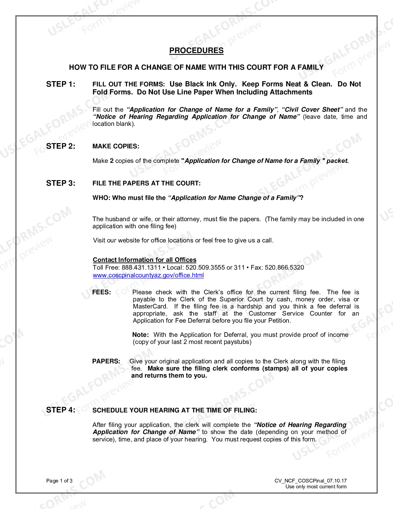 Preview Name Change Packet for a Family
