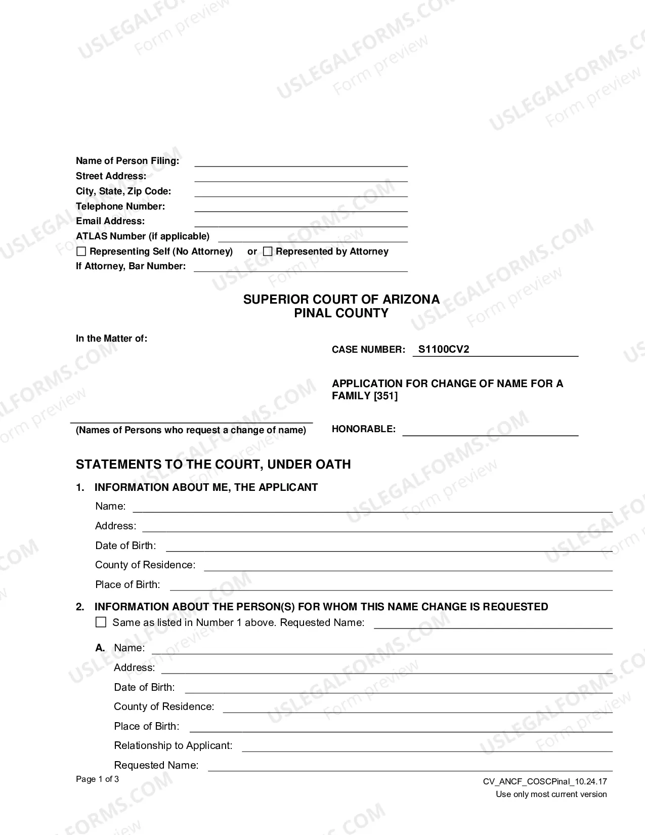 Preview Name Change Packet for a Family