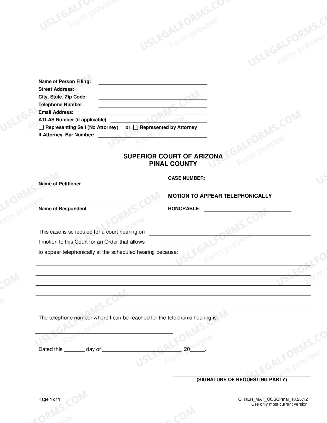 Preview Motion and Order To Appear Telephonically