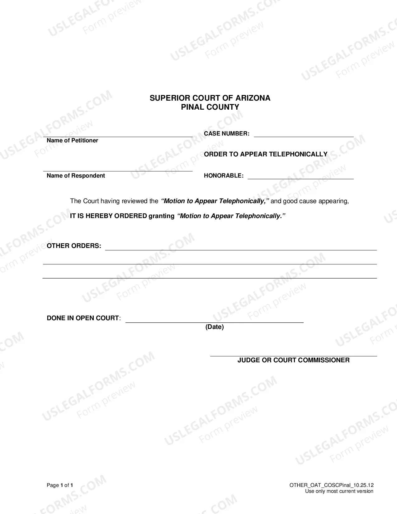 Preview Motion and Order To Appear Telephonically