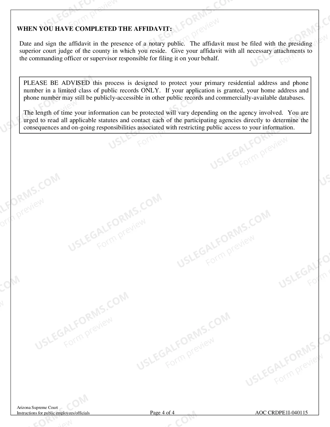 Preview Affidavit in Support of Application to Restrict Public Access