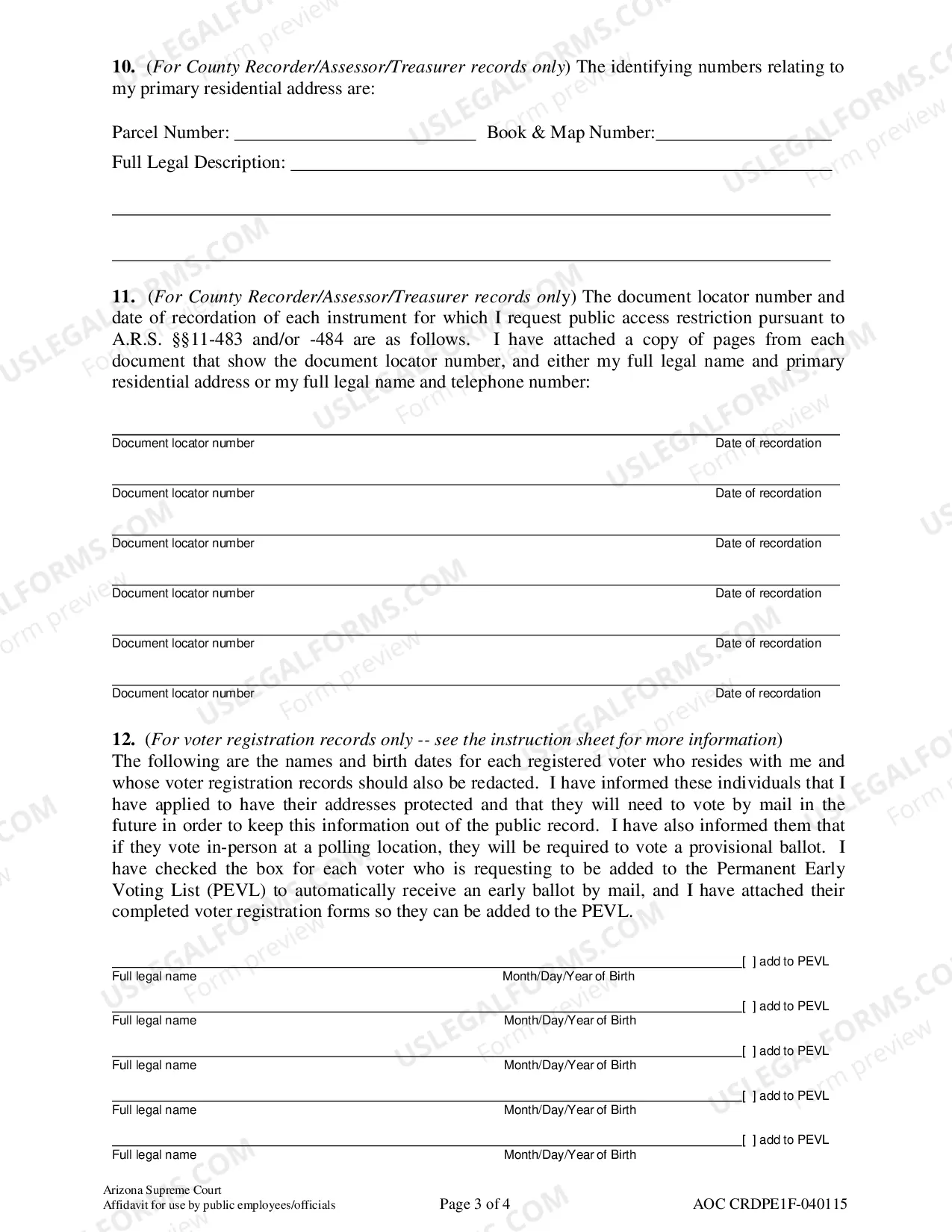 Preview Affidavit in Support of Application to Restrict Public Access