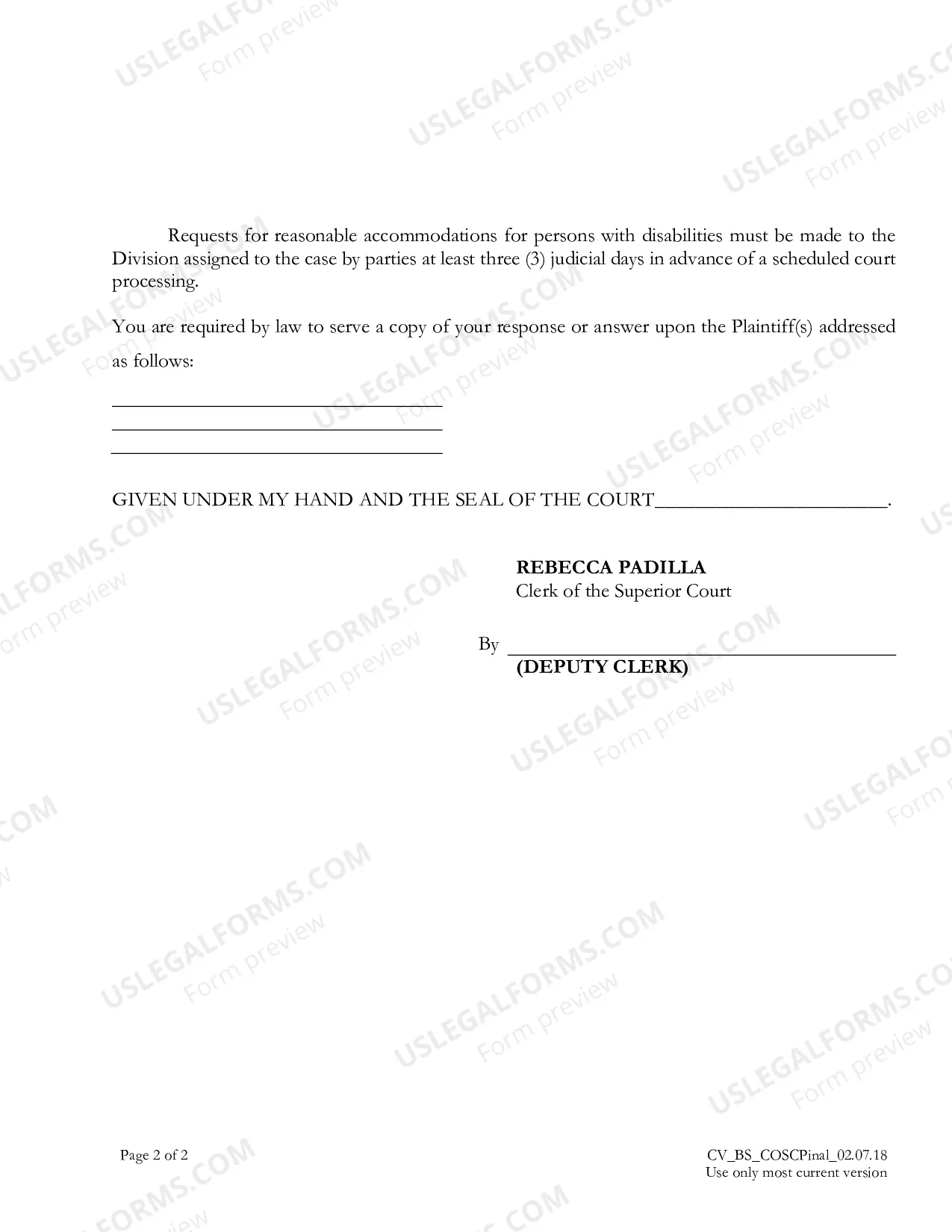 Preview Blank Civil Packet