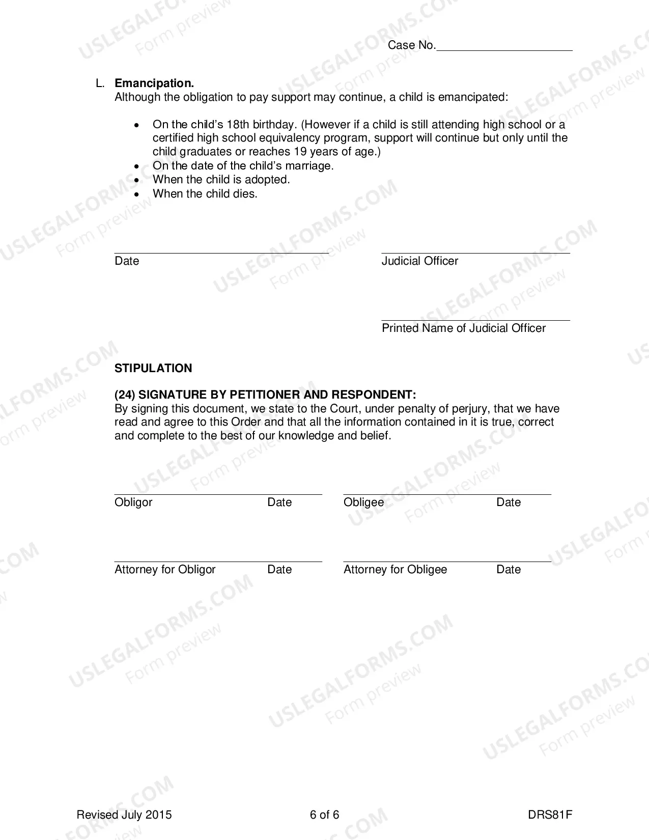 Preview Child Support Order