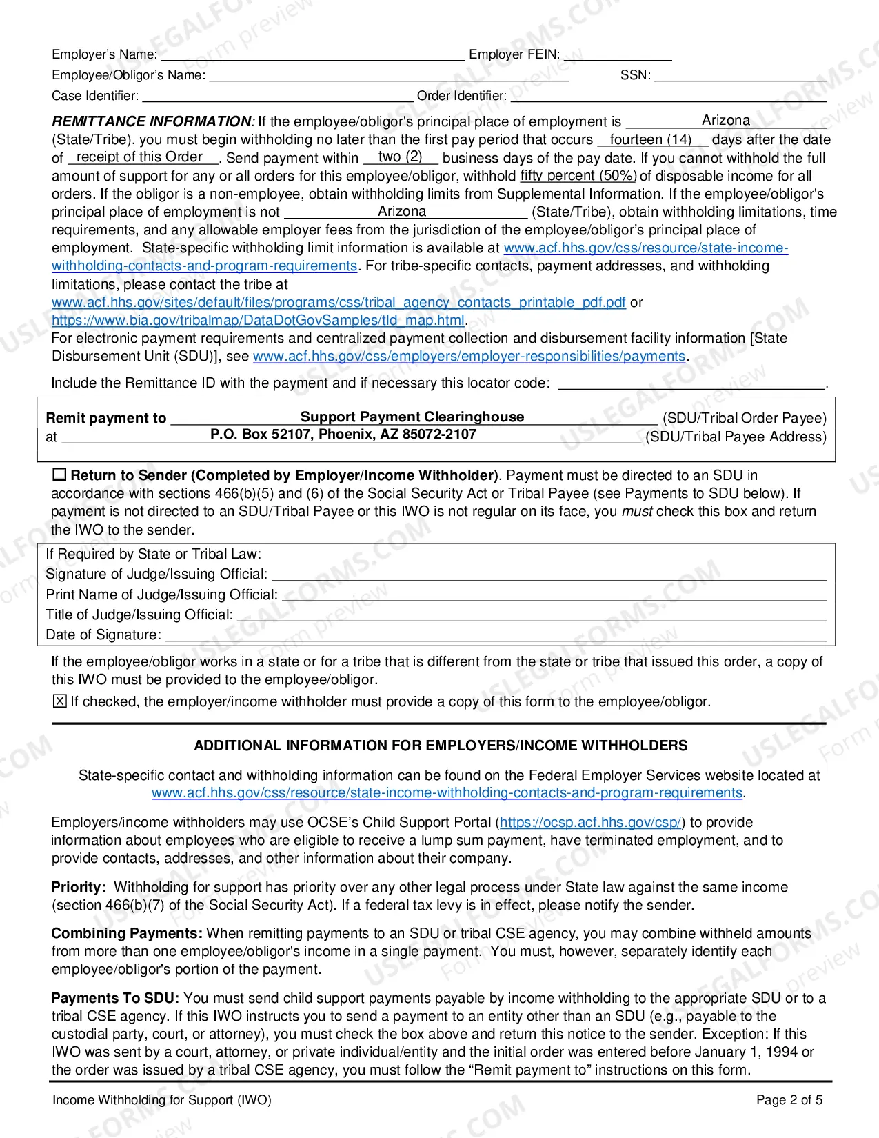 Preview Income Withholding For Support