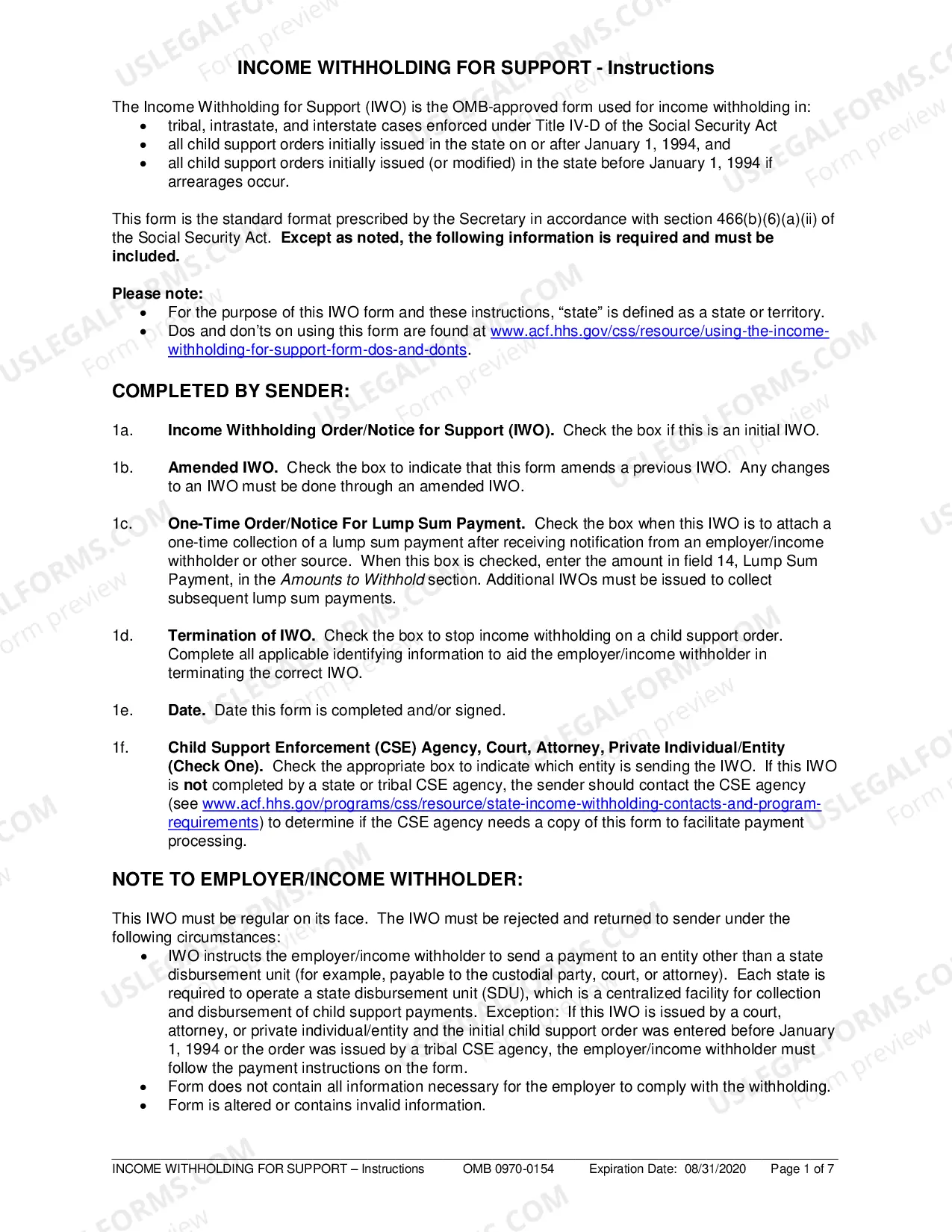 Preview Income Withholding For Support