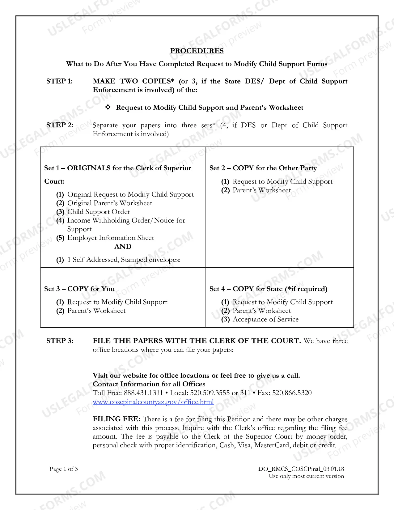 Preview Request to Modify Child Support Packet