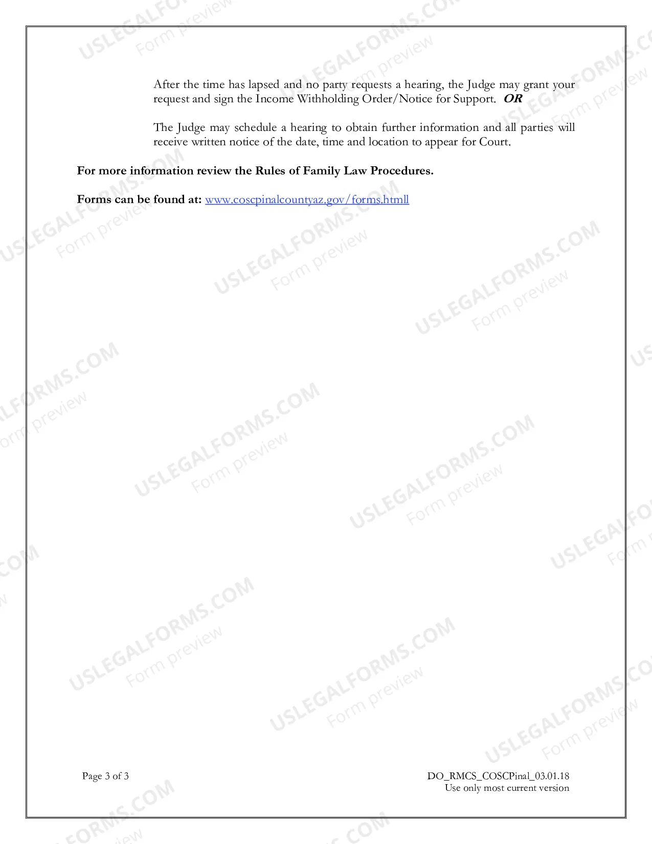 Preview Request to Modify Child Support Packet