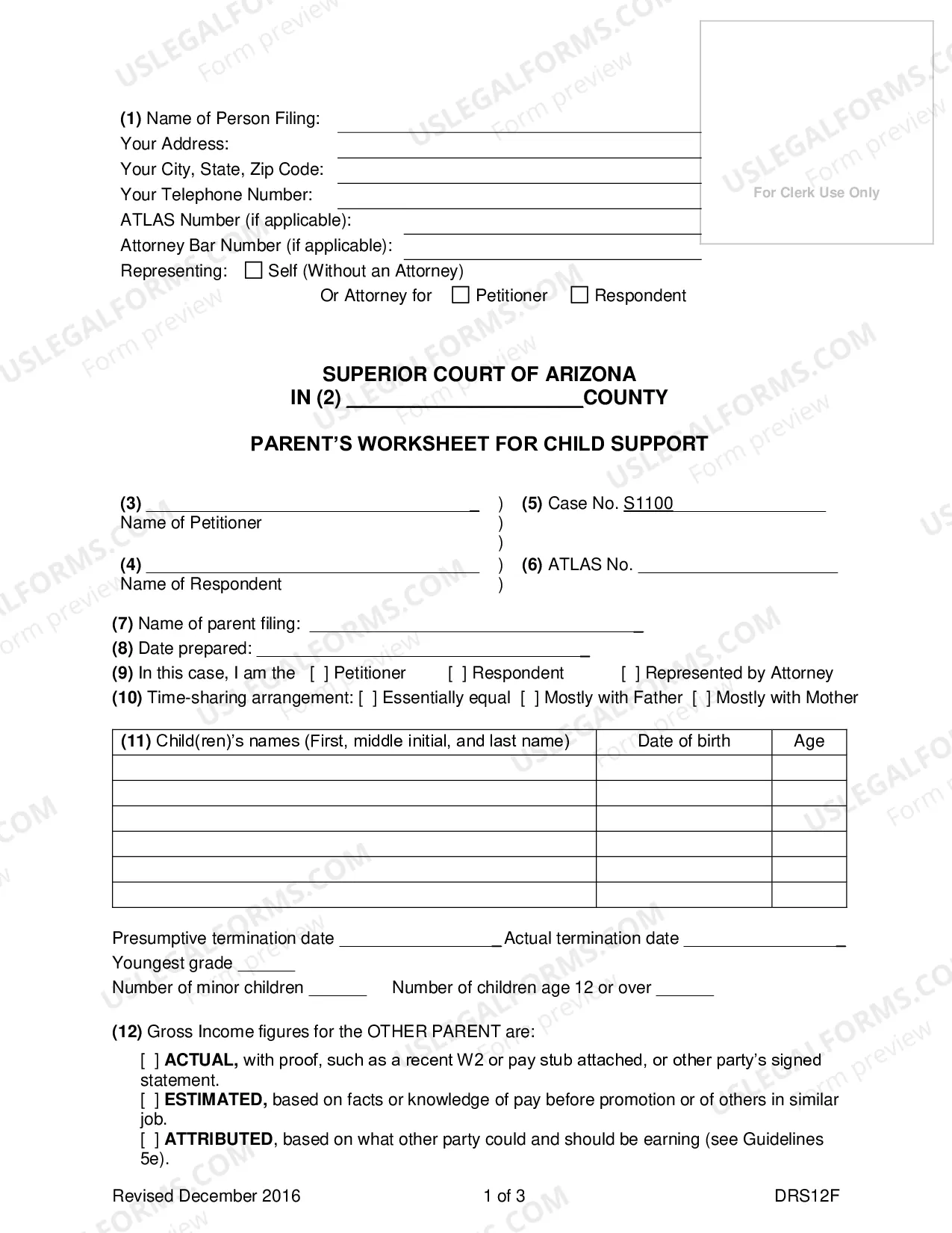 Preview Request to Modify Child Support Packet