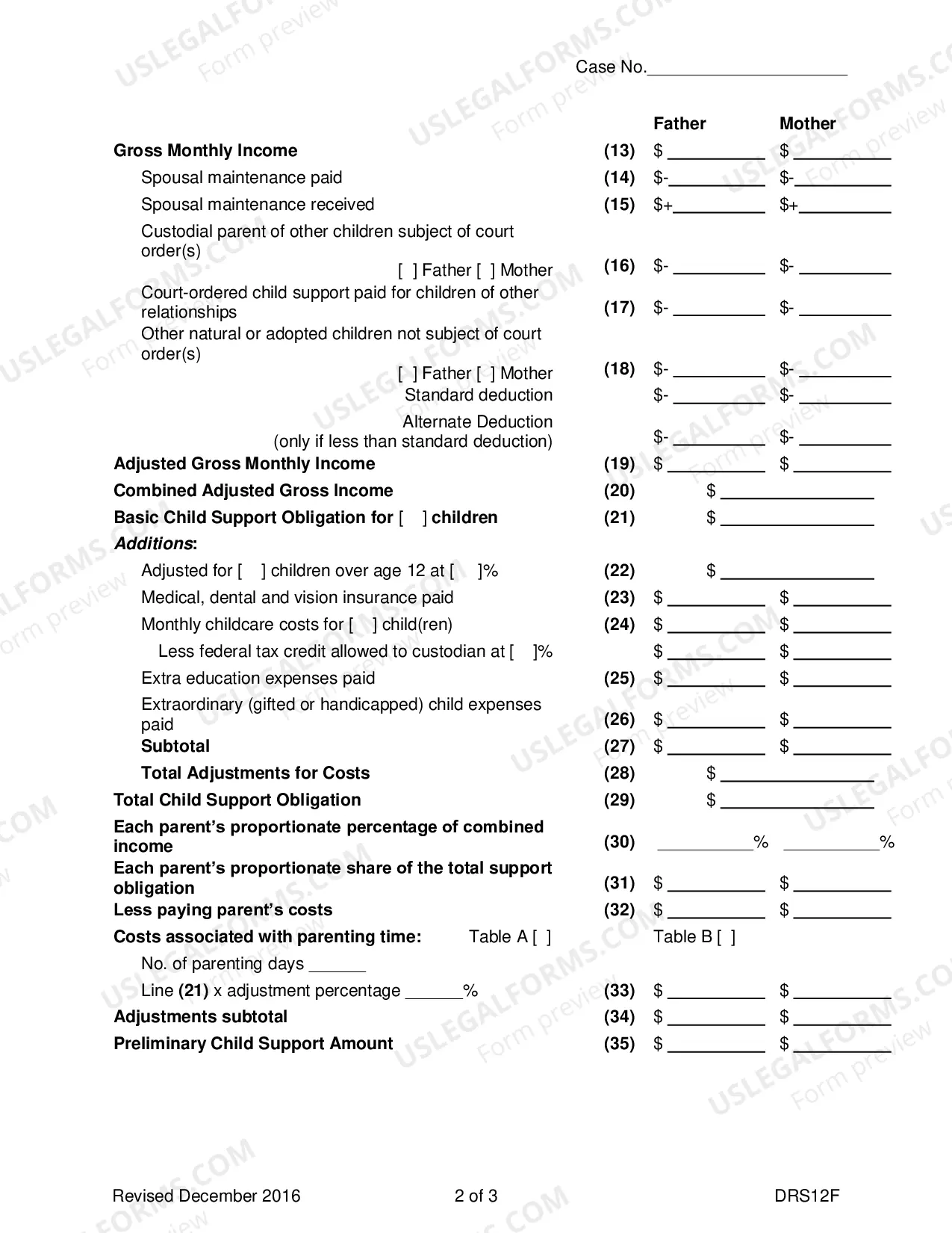 Preview Request to Modify Child Support Packet