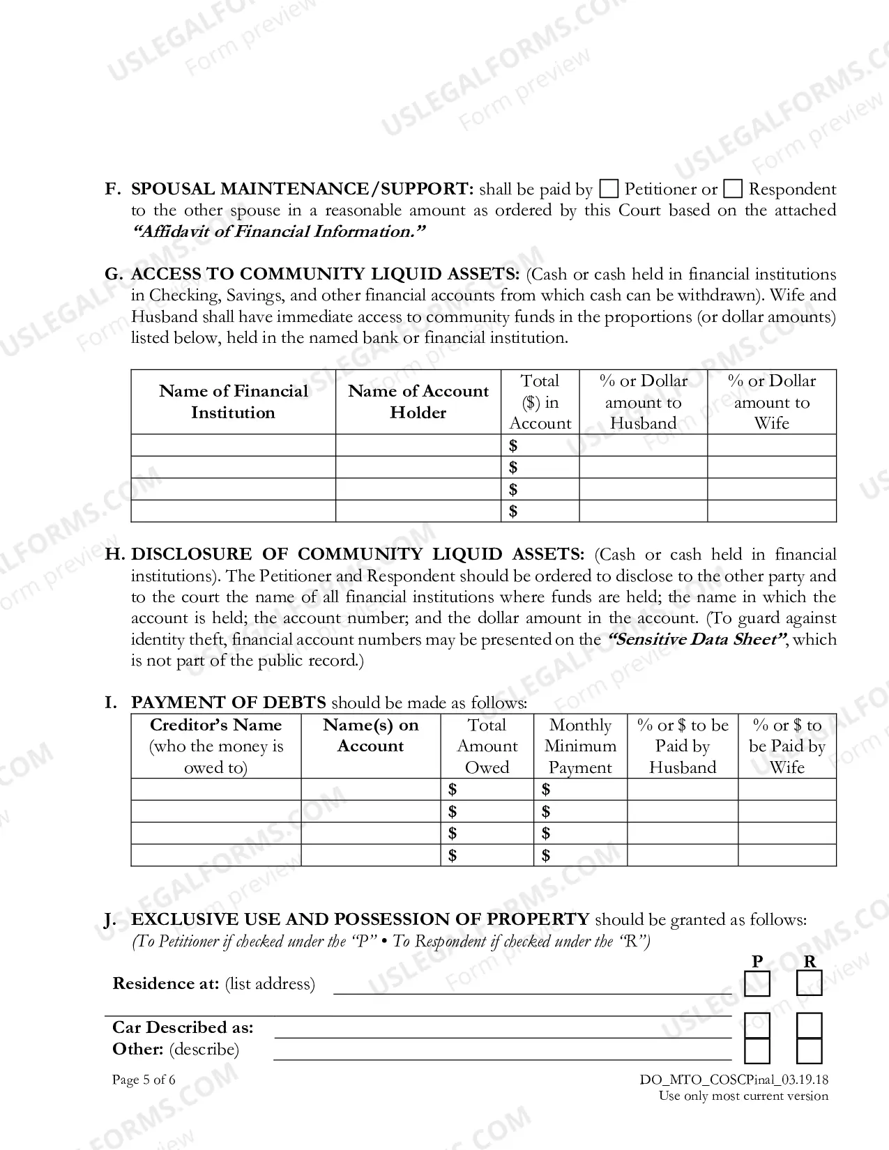 Preview Motion for Temporary Orders