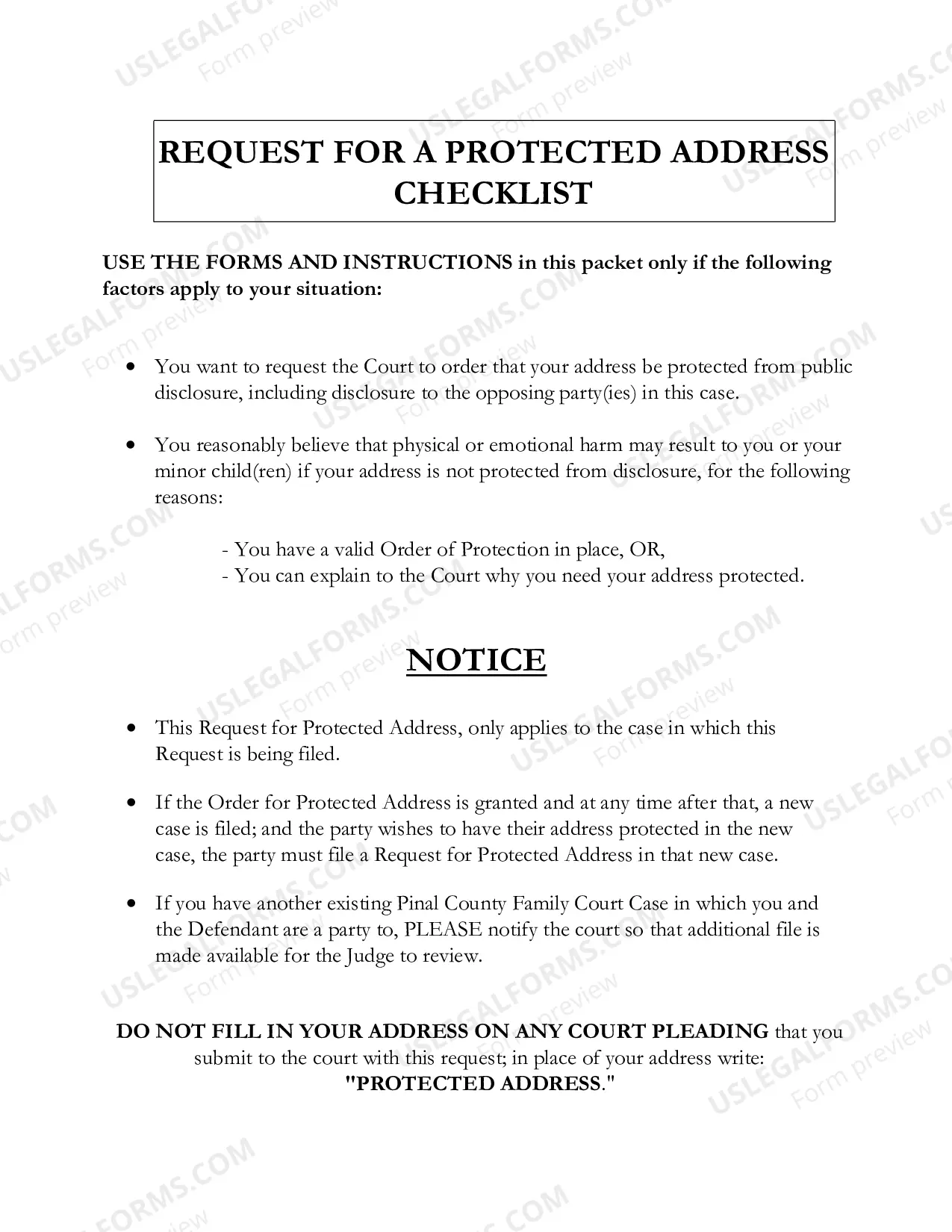 Preview Request for Protected Address