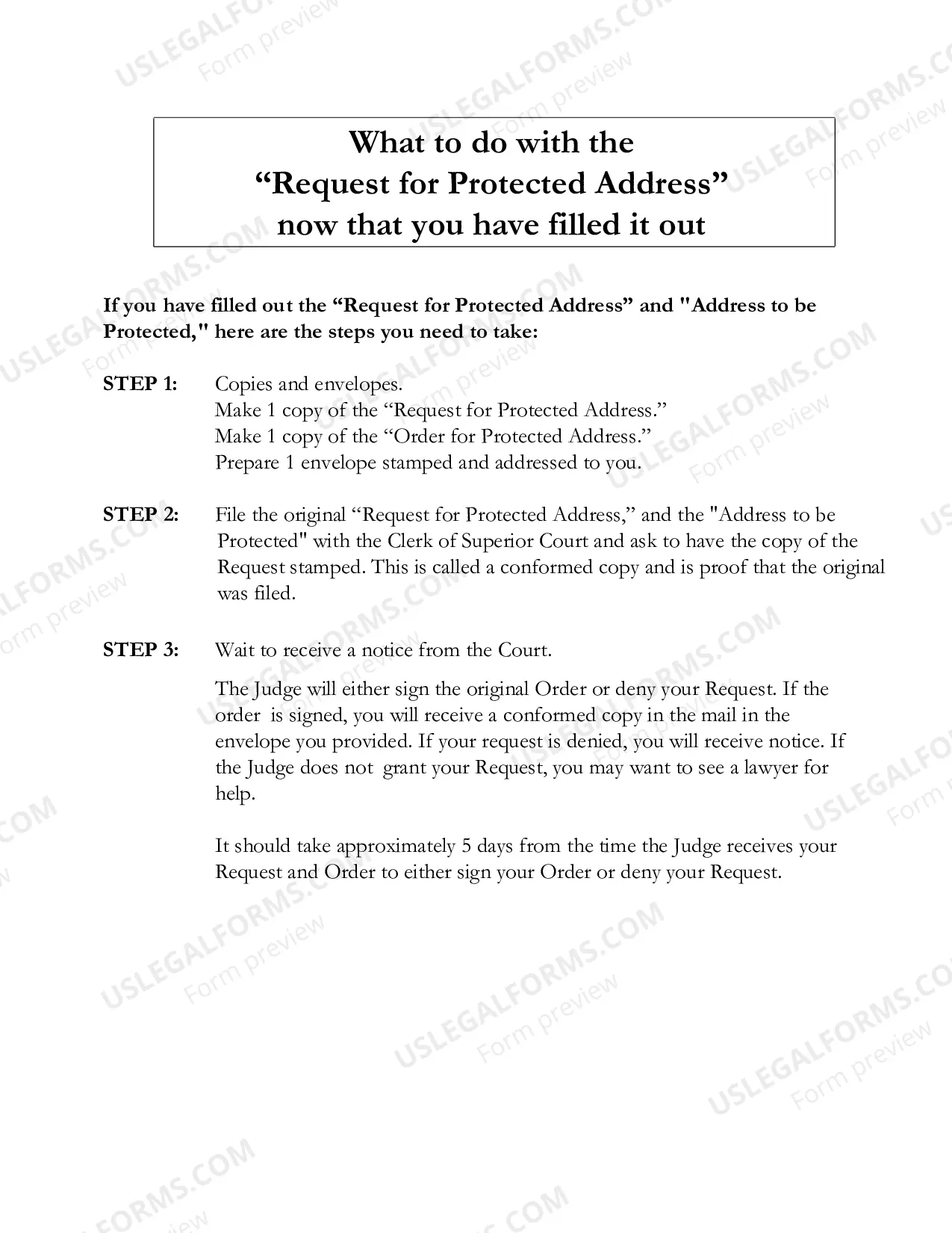 Preview Request for Protected Address