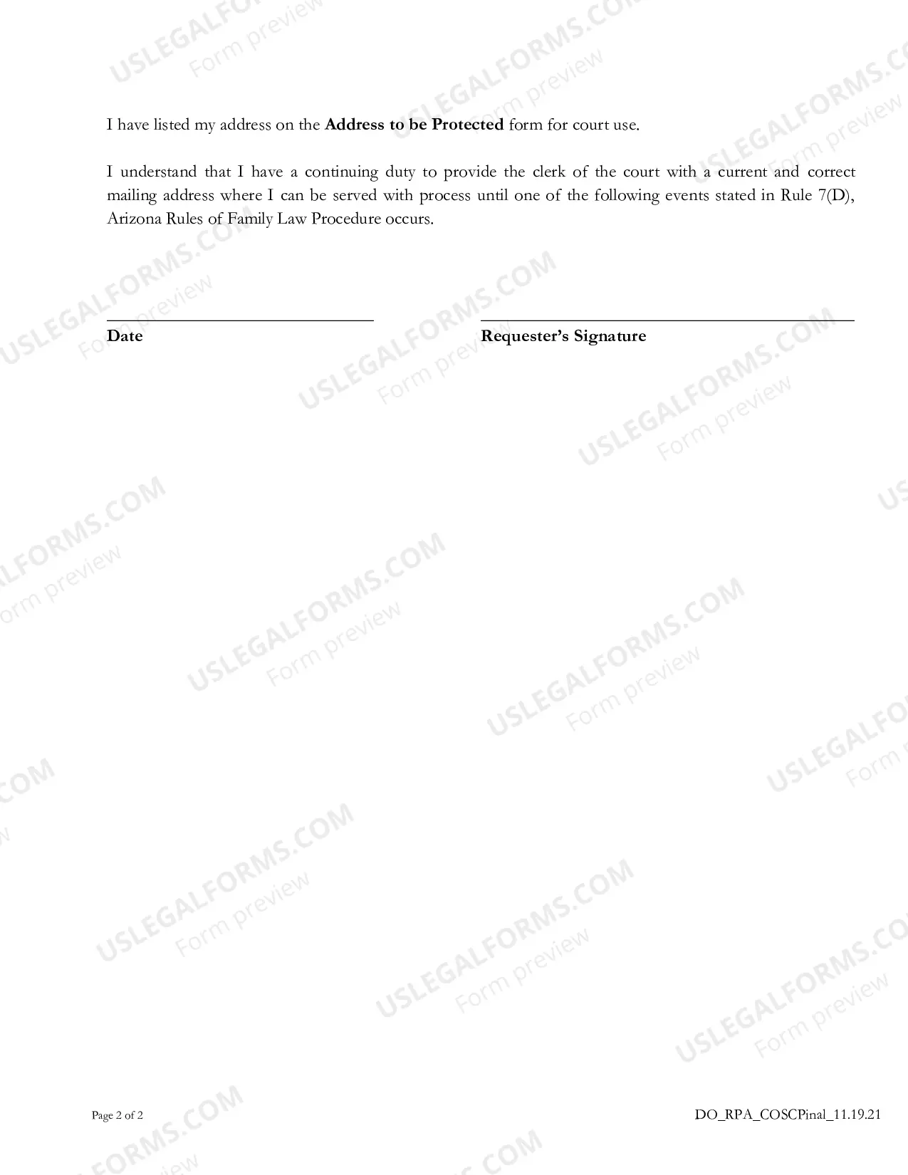 Preview Request for Protected Address