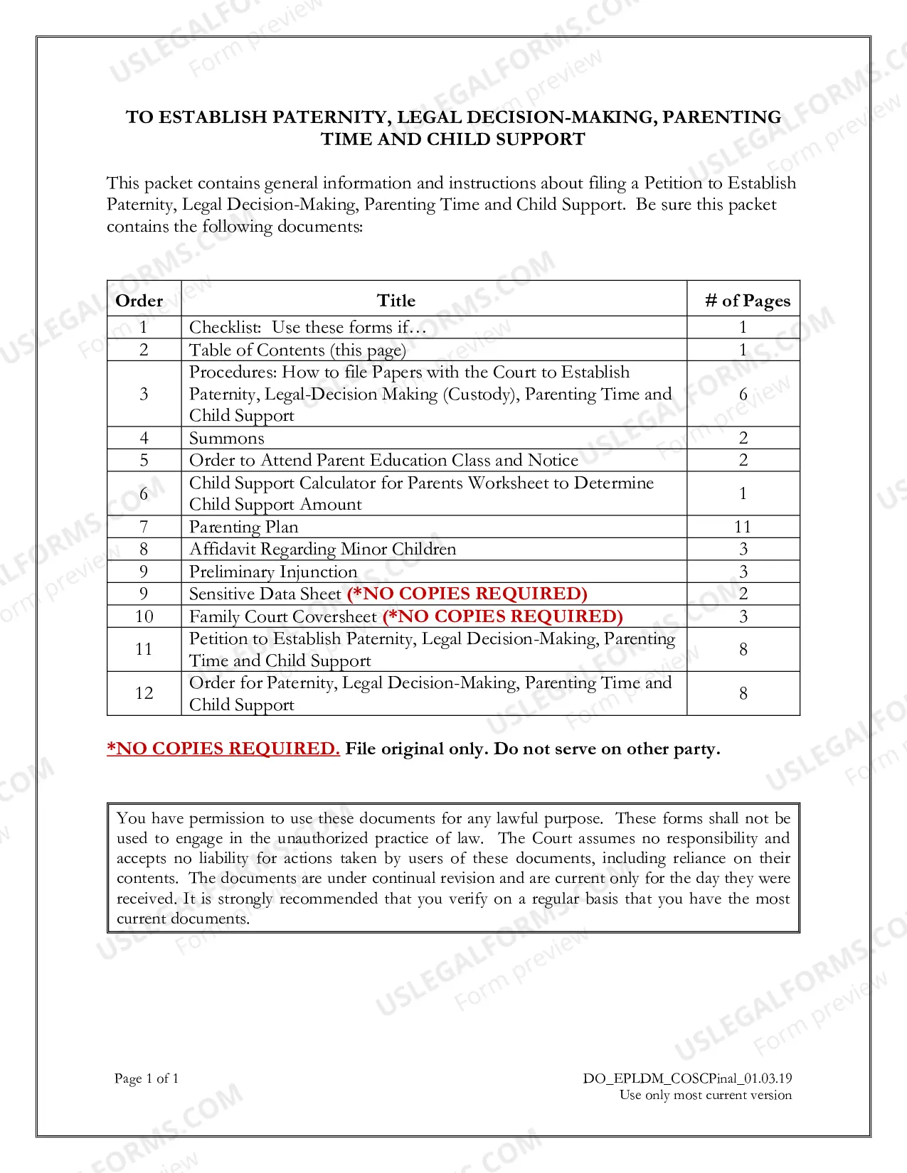 Preview Establish Paternity, Legal Decision-Making (Custody), Parenting Time & Child Support