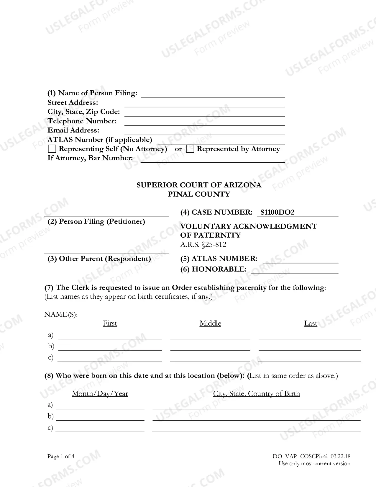 Preview Voluntary Acknowledgment of Paternity
