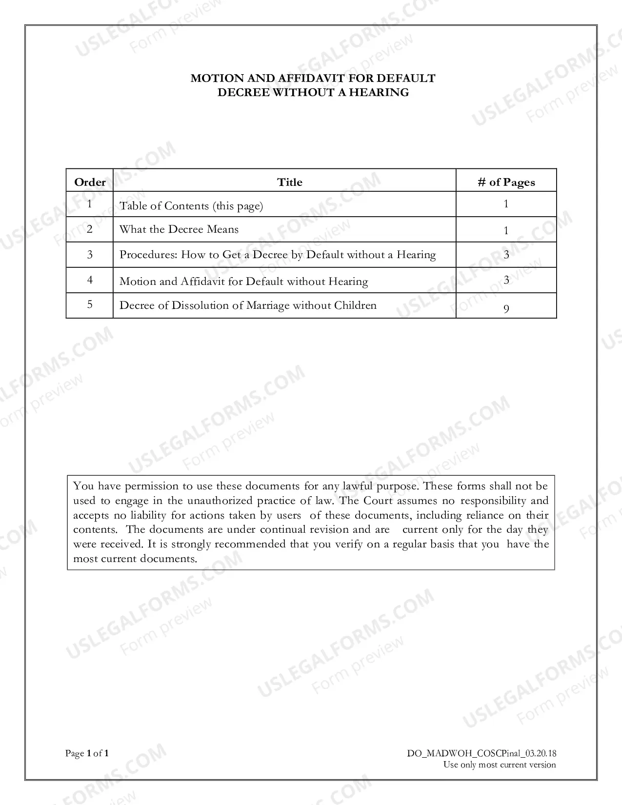 Preview Motion and Affidavit for Default without a Hearing
