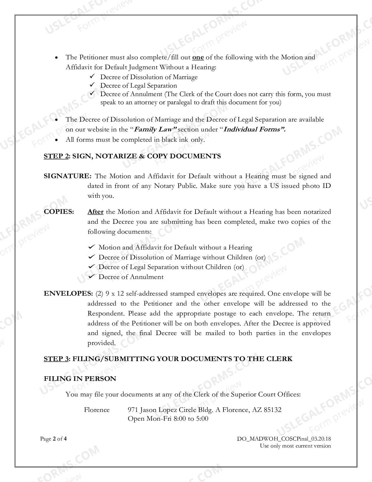 Preview Motion and Affidavit for Default without a Hearing