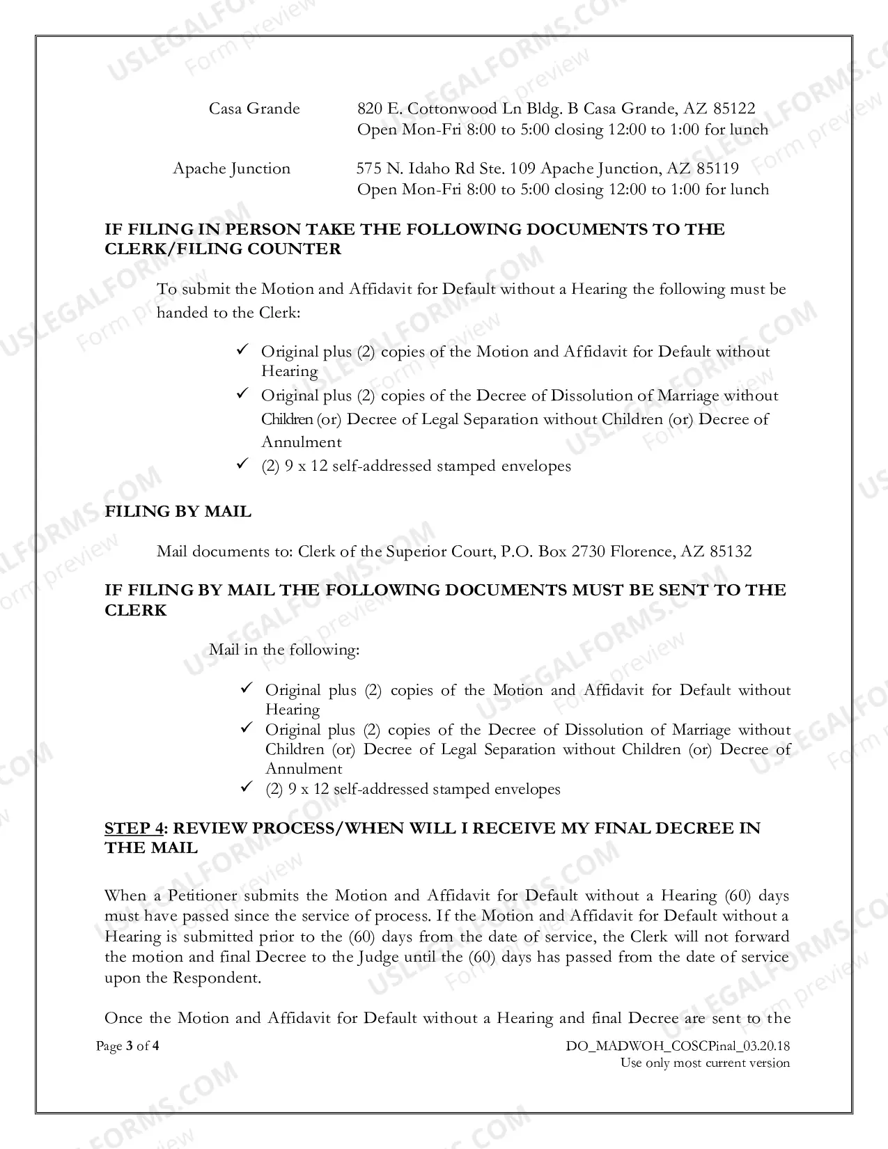 Preview Motion and Affidavit for Default without a Hearing
