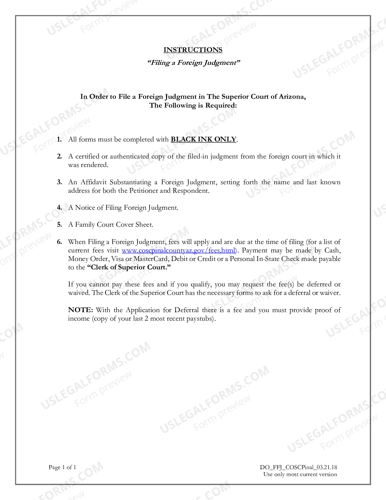 Preview Filing for Foreign Judgment