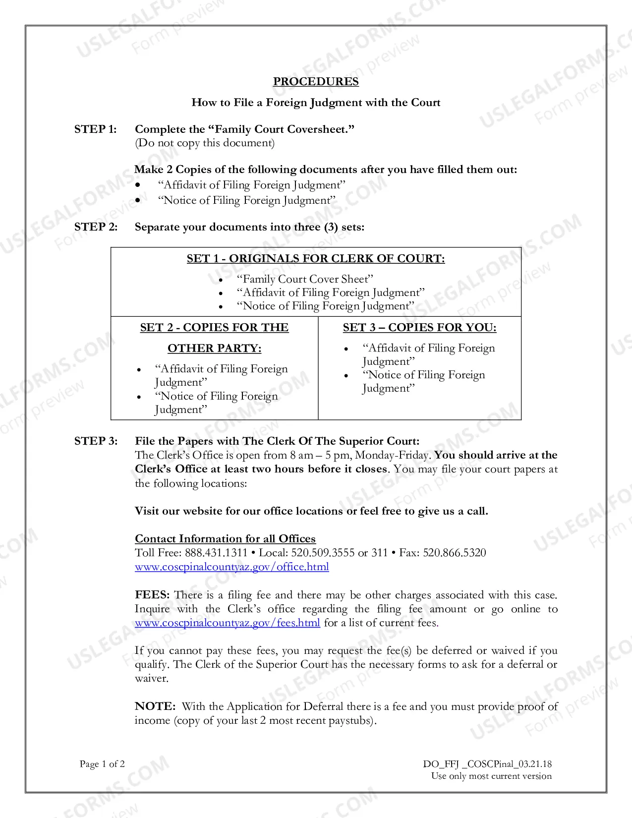 Preview Filing for Foreign Judgment