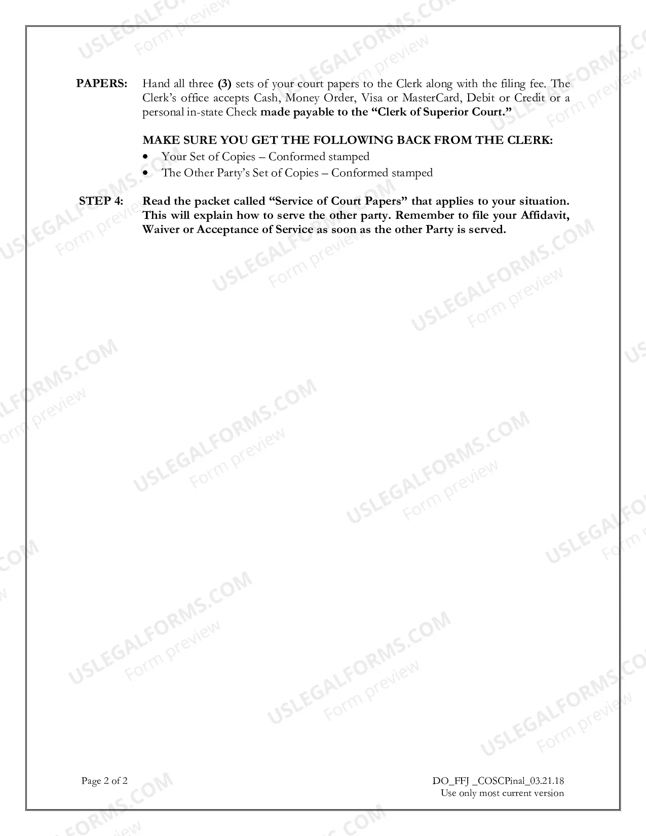 Preview Filing for Foreign Judgment