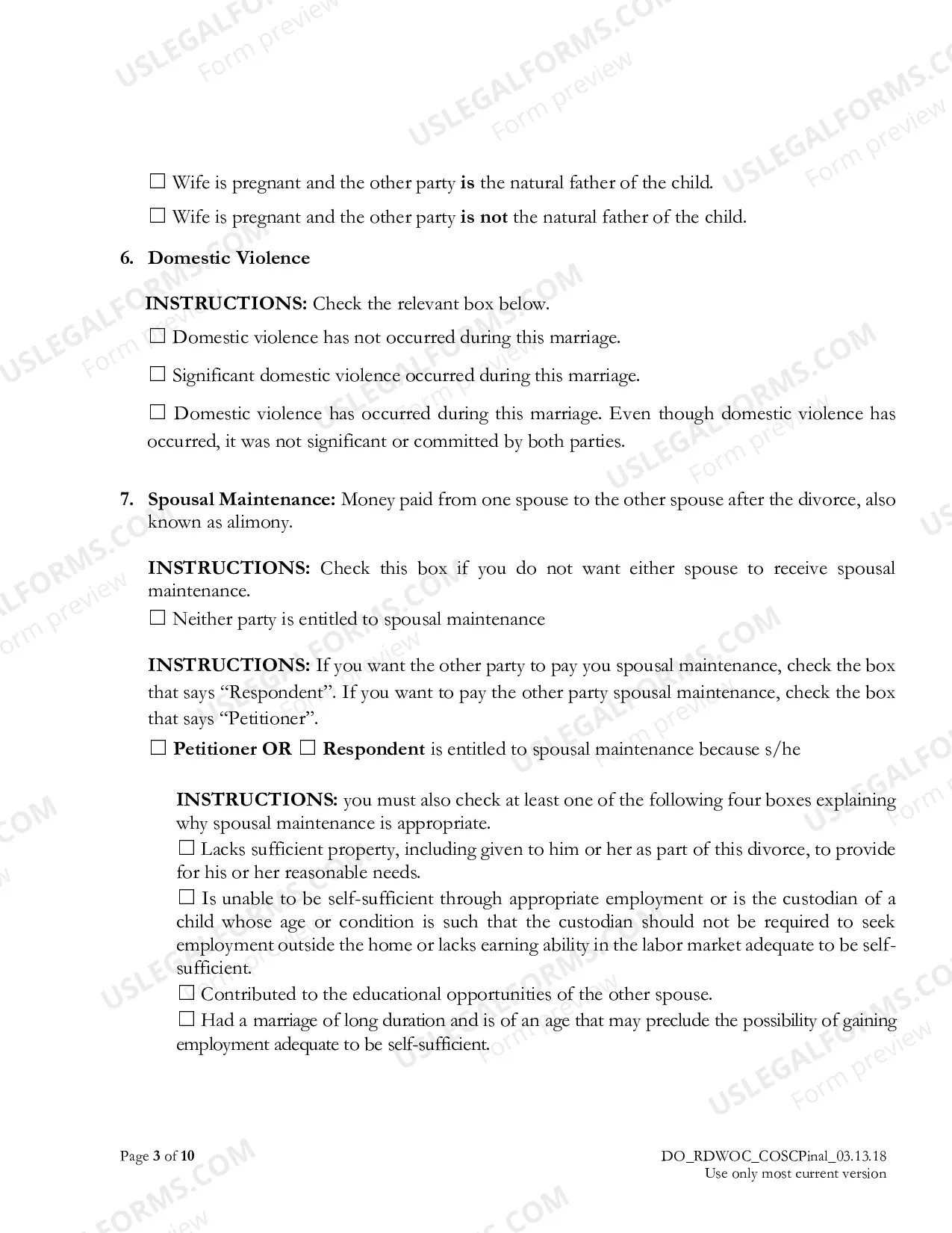 Preview Response to Petition for Divorce without Children