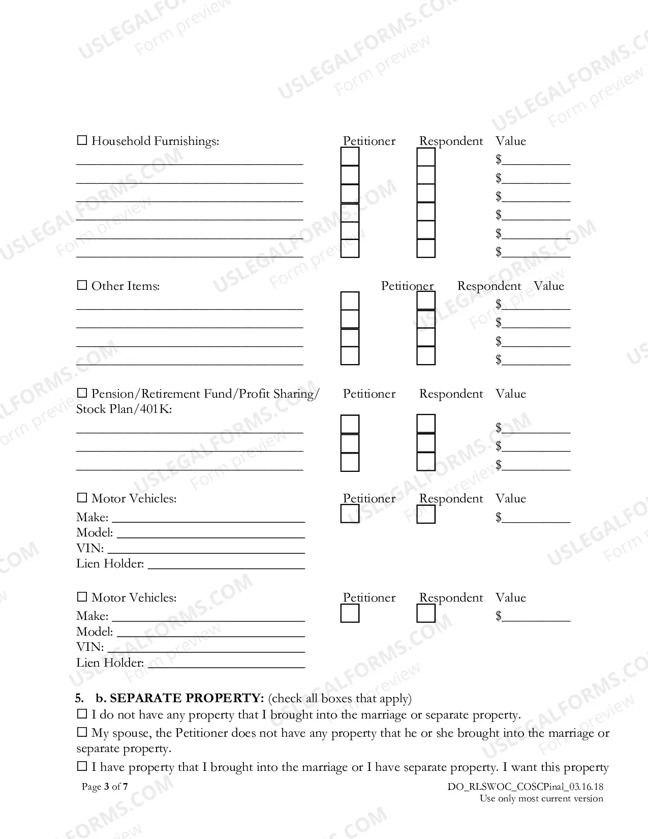 Preview Response to Petition for Legal Separation without Children