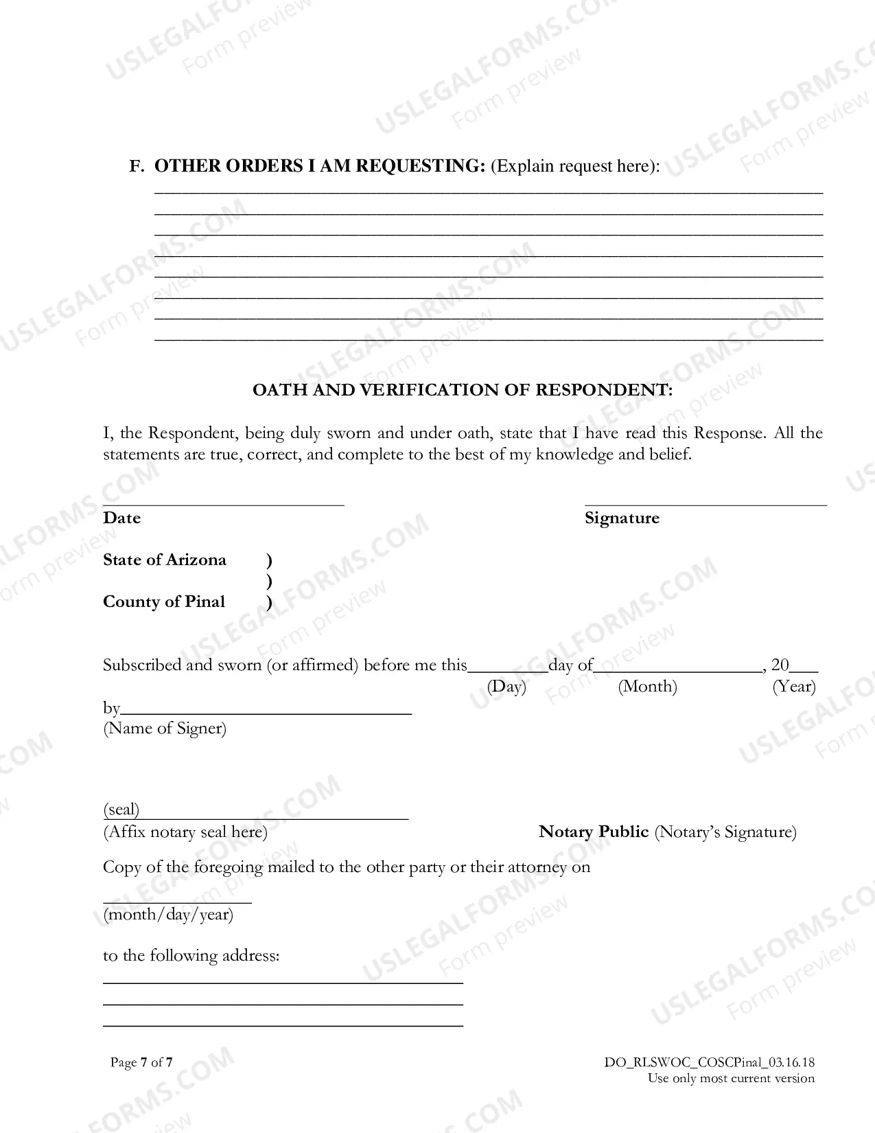 Preview Response to Petition for Legal Separation without Children