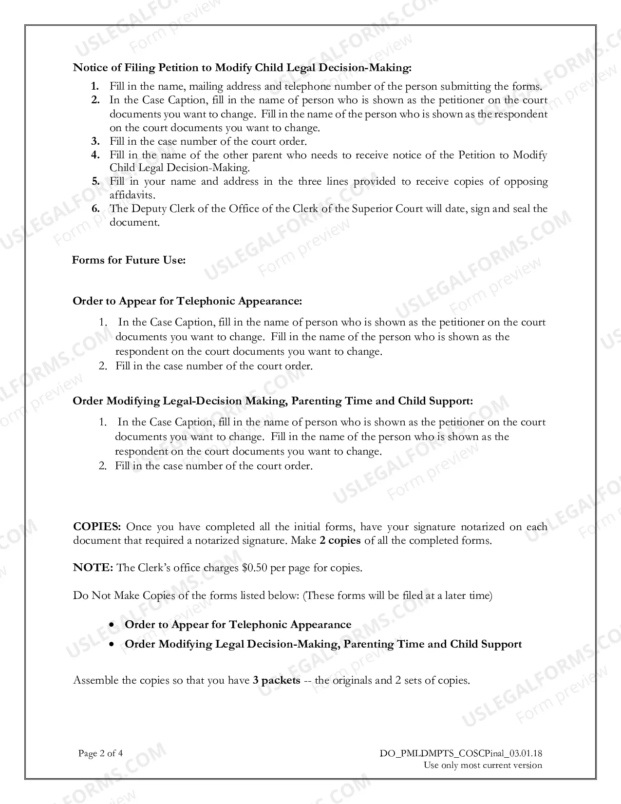 Preview Petition to Modify Legal Decision-Making, Parenting Time and Child Support