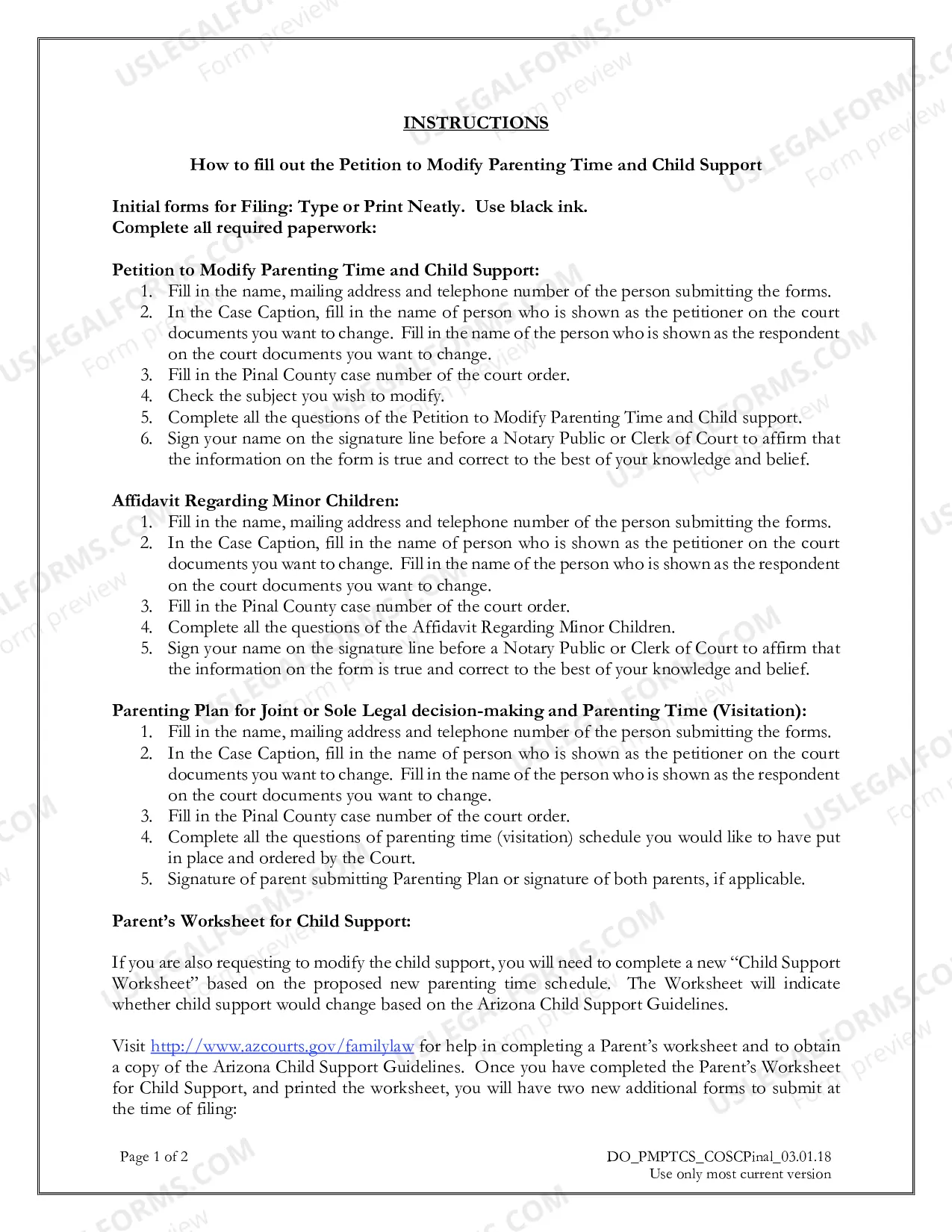 Preview Petition to Modify Parenting Time and Child Support