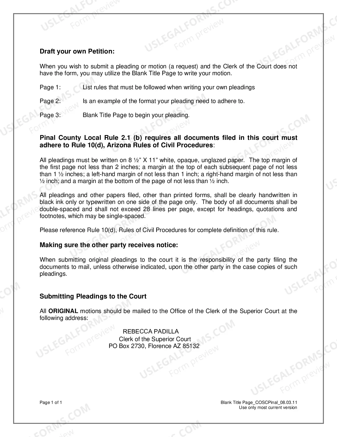 Preview Blank Title Page