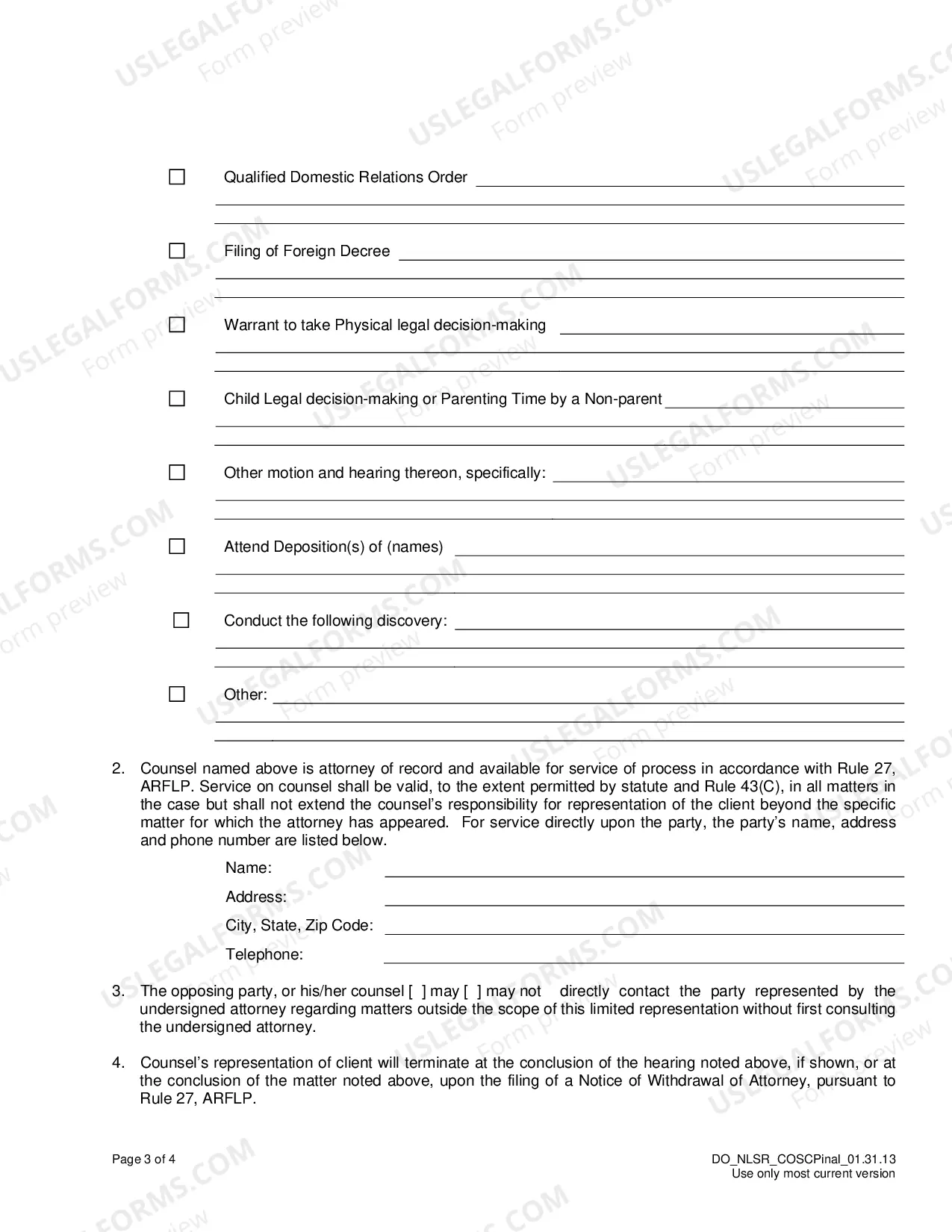 Preview Notice of Limited Scope Representation