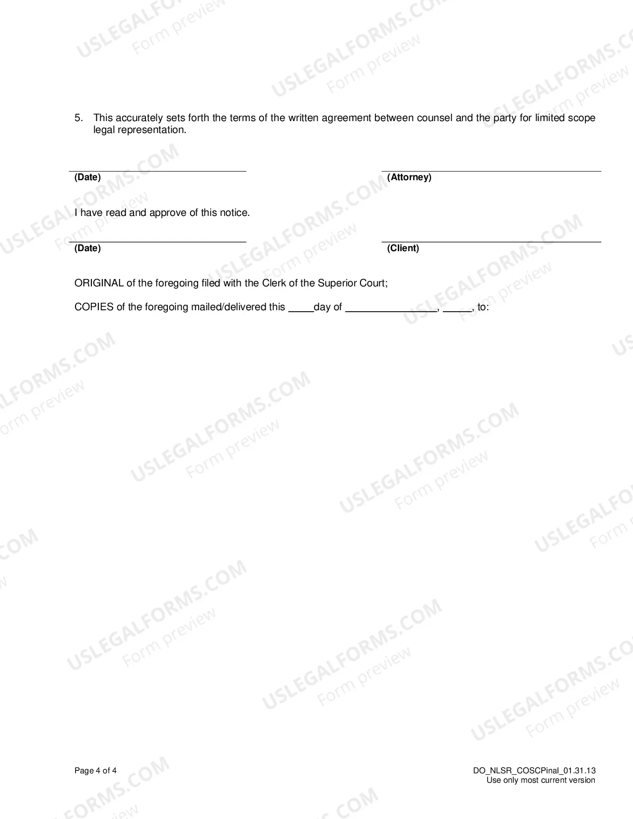 Preview Notice of Limited Scope Representation